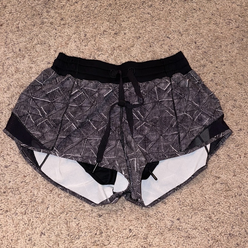 lululemon athletica Black & White Patterned Athletic Shorts